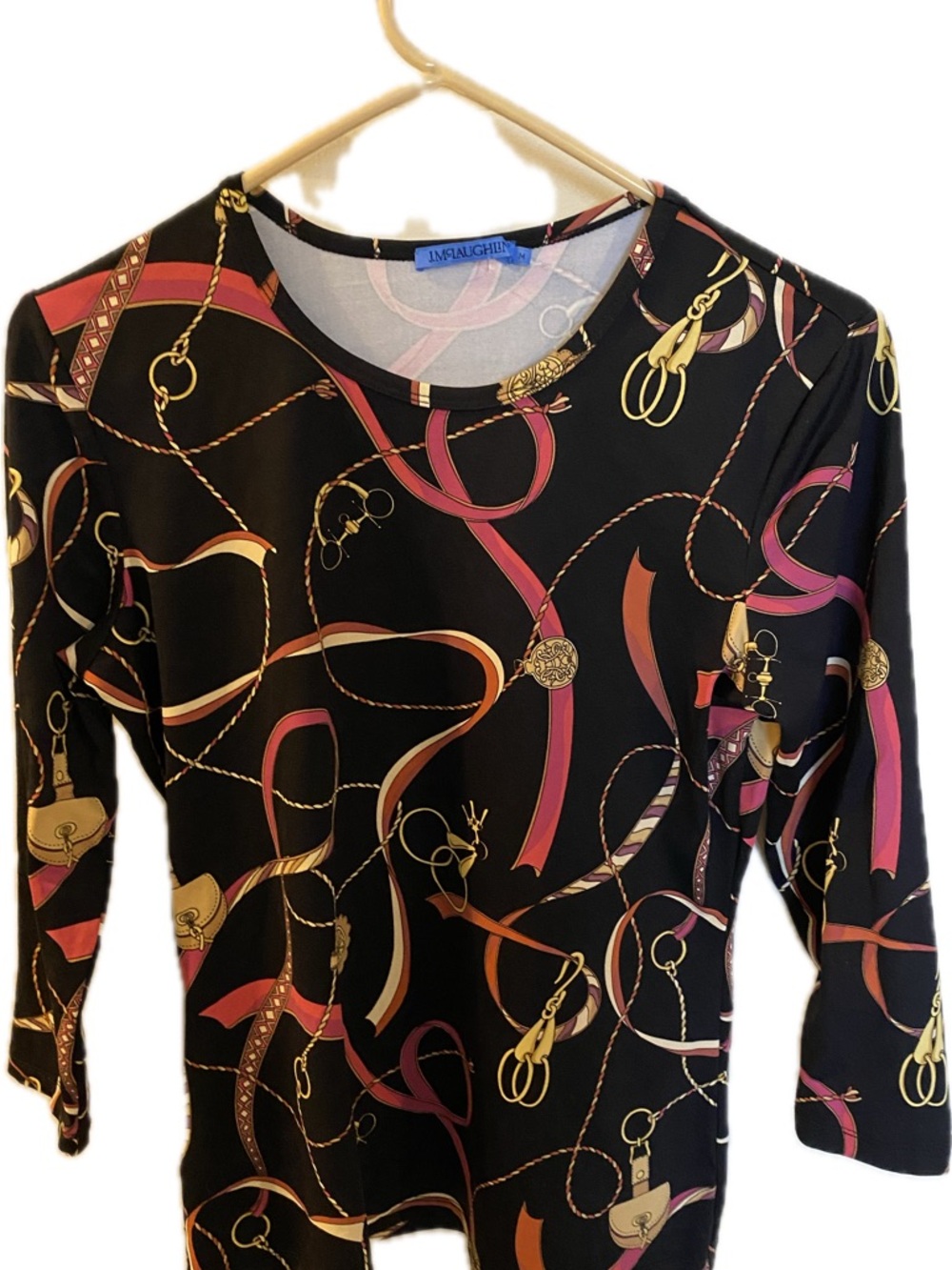 J. McLaughlin equestrian-inspired "ribbons and chains top